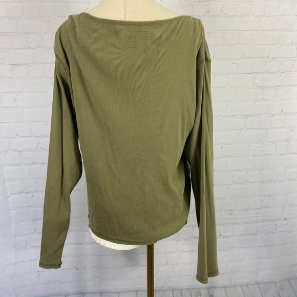 ⭐ 3/$15 Vintage Y2K Sonoma XL 100% Cotton Olive Green Ribbed Cami Lined Henley - Picture 6 of 8